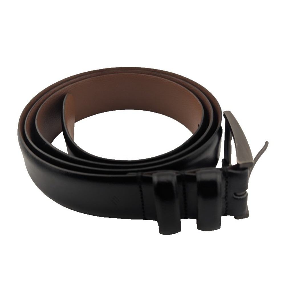 Joseph Abound Men's Black Leather Belt 46/115 Metal Buckle Made In Italy 13003